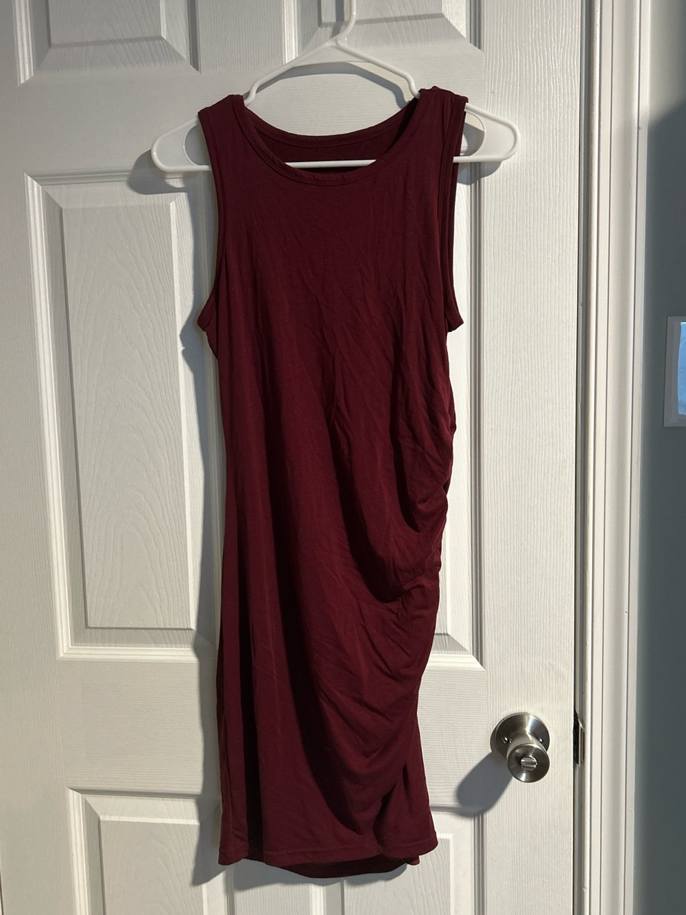 Burgundy Asymmetrical Hem Sleeveless Dress